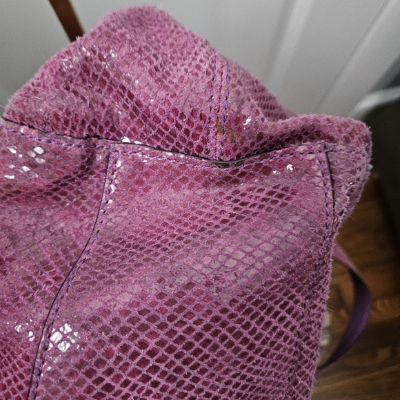 Cole Haan Plum Python Print Drawstring Shopper Tote - Picture 10 of 10